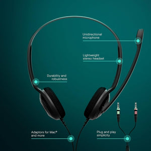 Sennheiser PC 3 Chat - Durable On-Ear Wired Headset - Noise Cancelling Microphone for Casual Gaming and Easy Connectivity - Lightweight Stereo Quality Sound - Great for Internet Telephony & E-Learners