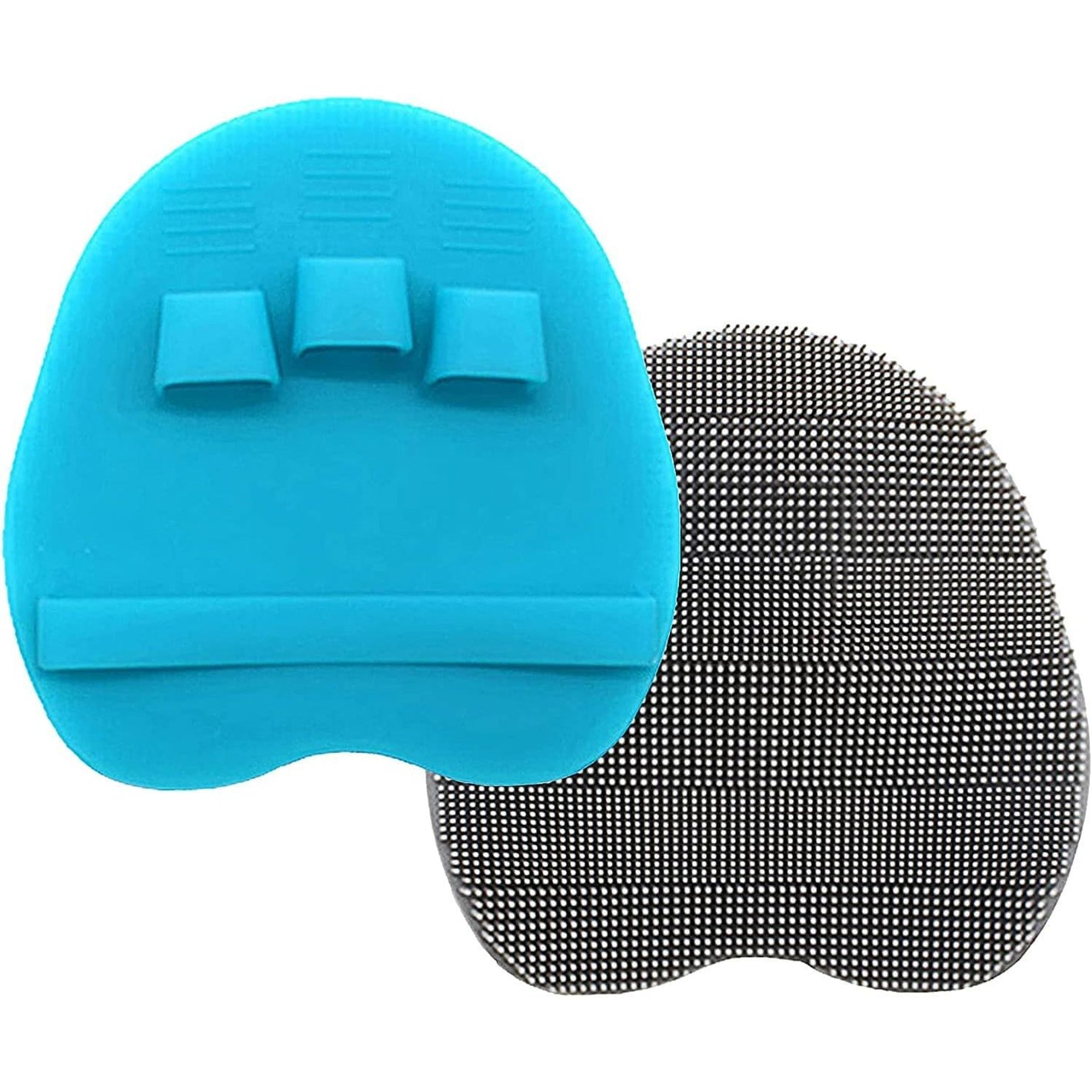 2 Pack Soft Silicone Shower Brush, Body & Face & Short Hair Wash, Bath Exfoliating Skin Massage Scrubber, Dry Skin Brushing Glove Loofah, Fit for Sensitive and All Kinds of Skin (Blue+Gray)