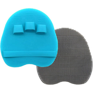 2 Pack Soft Silicone Shower Brush, Body & Face & Short Hair Wash, Bath Exfoliating Skin Massage Scrubber, Dry Skin Brushing Glove Loofah, Fit for Sensitive and All Kinds of Skin (Blue+Gray)