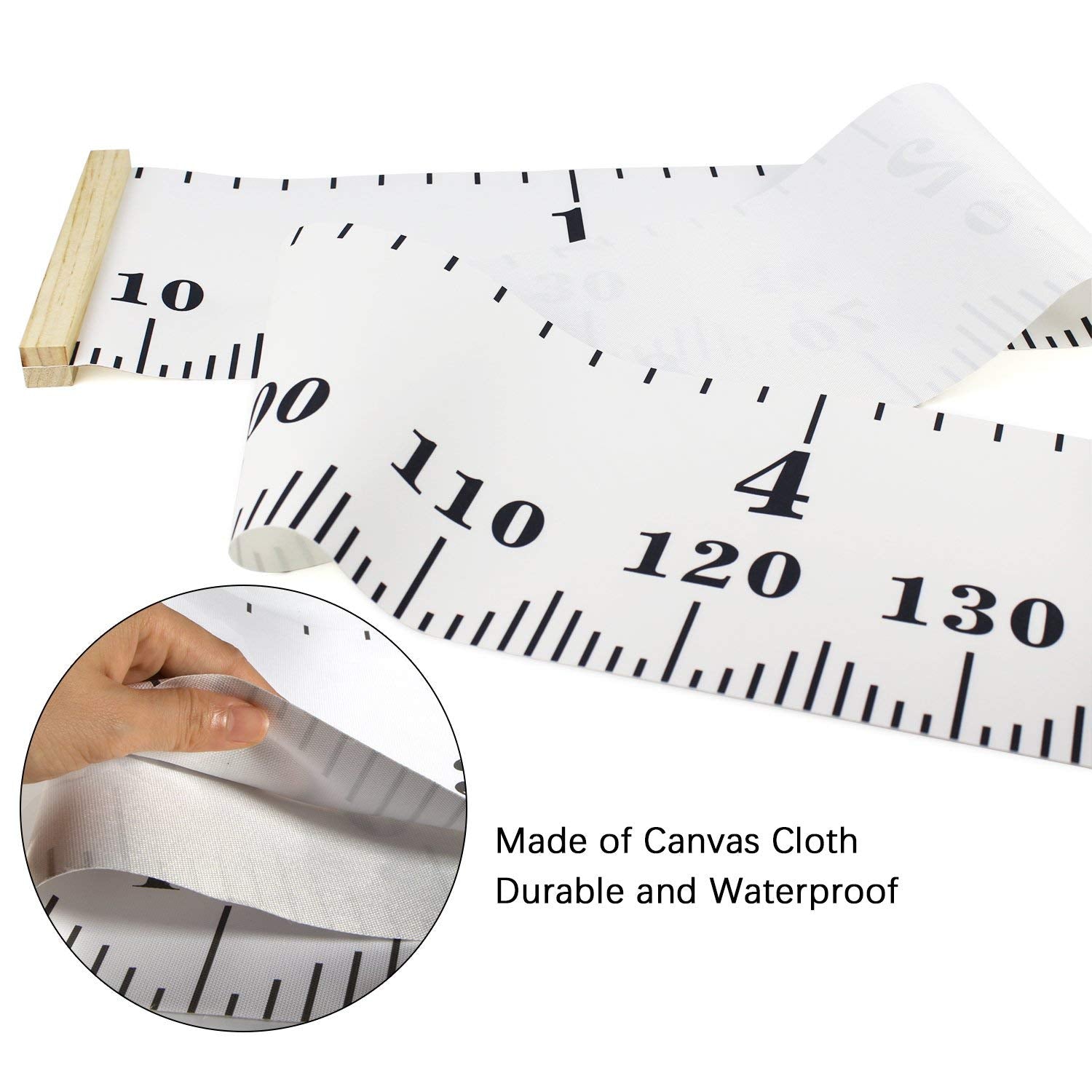 Buy now Mibote Baby Growth Height Chart Handing Ruler Wall Decor for Kids, Canvas Removable Height Growth Chart 79" x 7.9" (Black & White) at indiglob india
