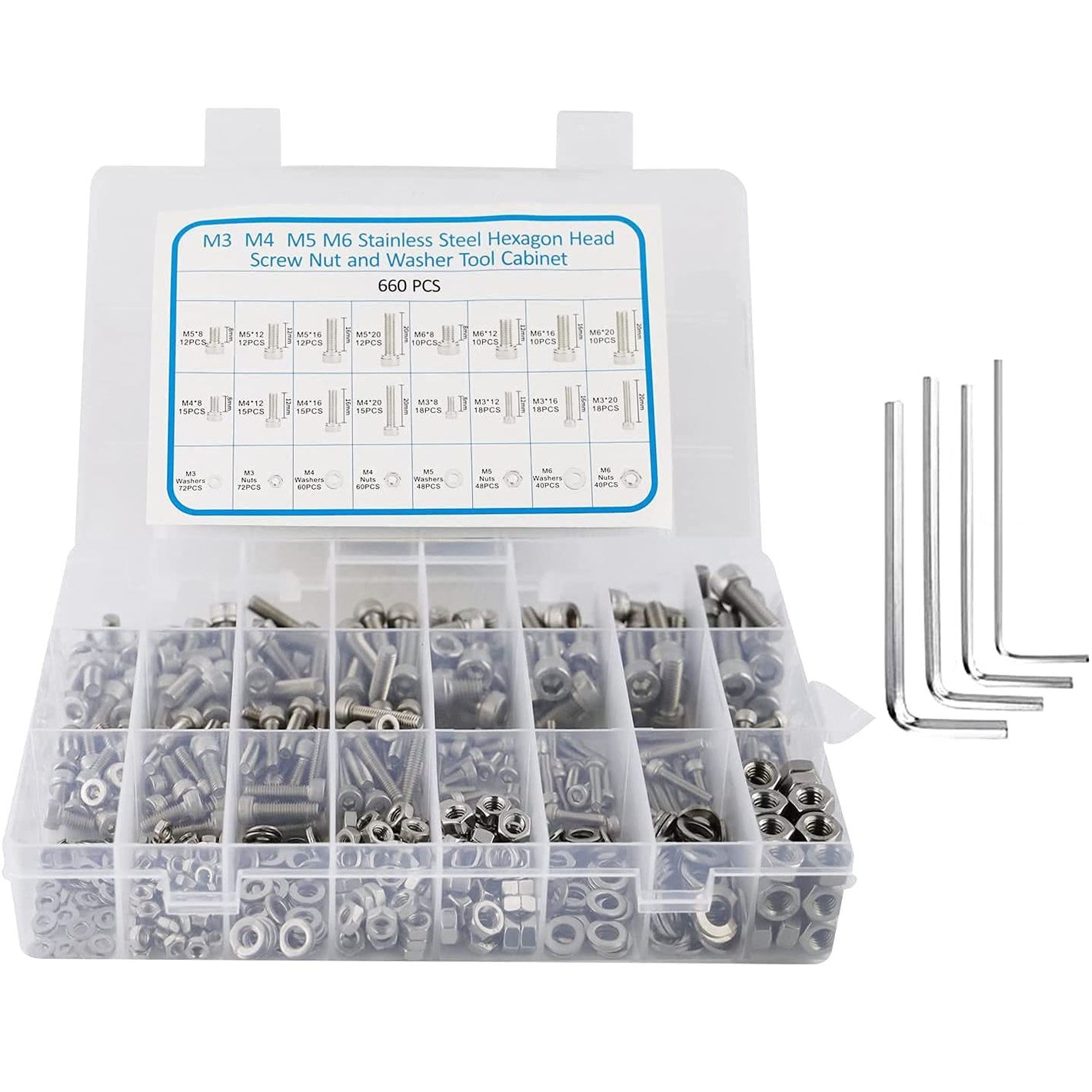 AETTLM6 M5 M4 M3 Nuts and Bolts Assortment Kit (660PCS)