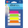 Avery Margin Ultra Tabs, 2.5" x 1", 2-Side Writable, Assorted Colors, 24 Repositionable Page Tabs (74768) - Assorted Neon
