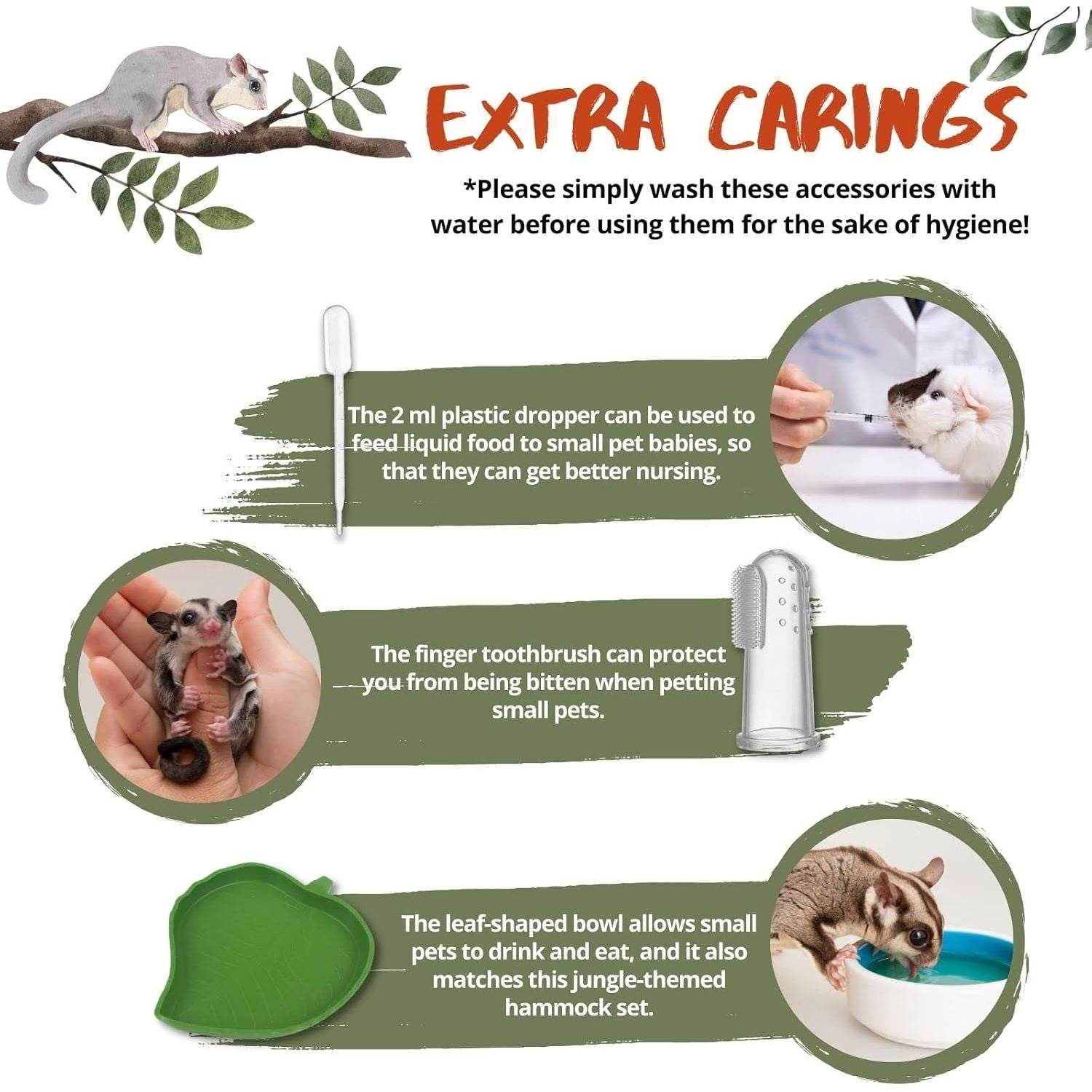 5Pcs Sugar Glider Supplies Cage Accessories Hammock Set Hanging Bed Hideout for Small Animal Pets Hamster Guinea Pig Squirrel Gerbils - My Store