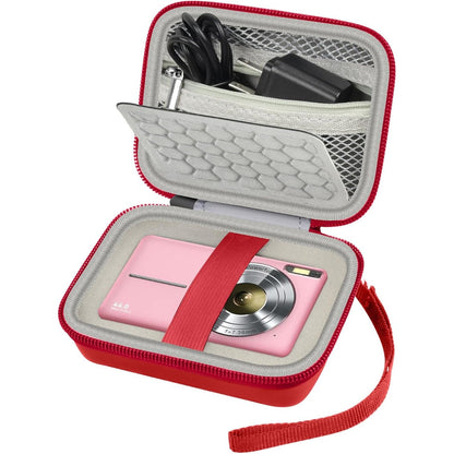 Carrying & Protective Case for Digital Camera, AbergBest 21 Mega Pixels 2.7" LCD Rechargeable HD/Kodak Pixpro/Canon PowerShot ELPH 180/190 / Sony DSCW800 / DSCW830 Cameras for Travel - Red