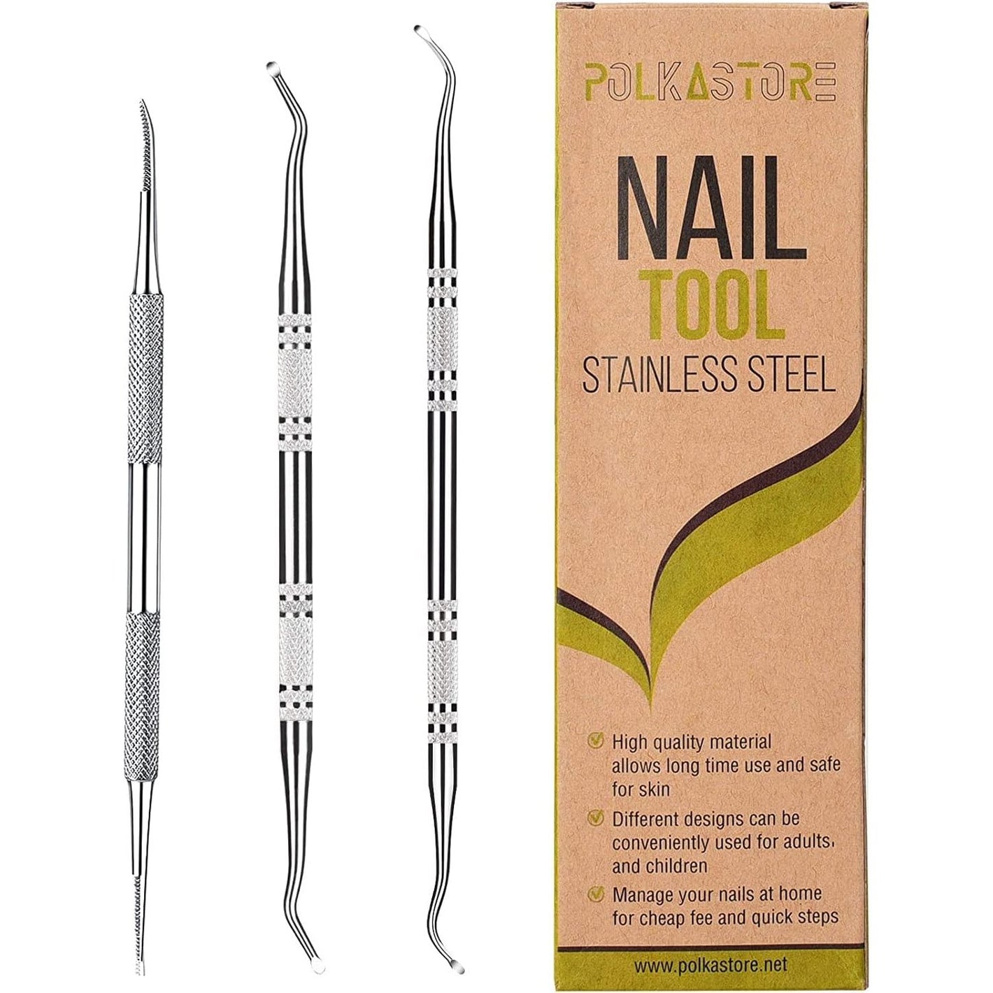 3-Pack Ingrown Toenail File and Lifters, Professional Surgical Stainless Steel Ingrown Toenail Tool- Safe Nail Cleaning Treatment Pedicure Tools Kit Under Sidewall Cleaner Pain Relief Accessories
