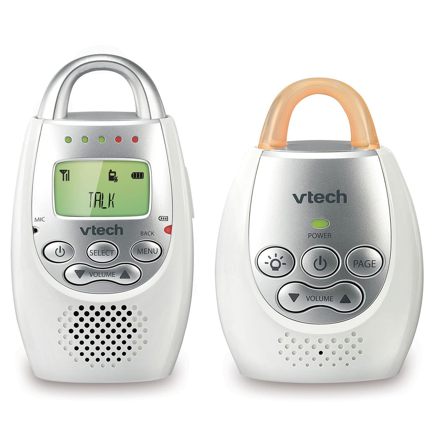 Buy now VTech Communications DM221 Audio Baby Monitor with up to 1,000 ft of Range, Vibrating Sound-Alert, Talk Back Intercom & Night Light Loop, White/Silver at indiglob india