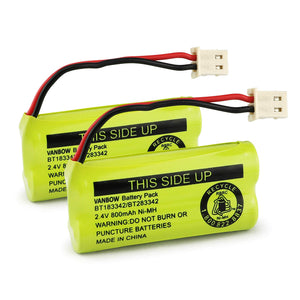 Buy now BT183342/BT283342 2.4V 800mAh Ni-MH Battery Pack, Compatible with AT&T VTech Cordless Phone Batteries BT166342/BT266342 BT162342/BT262342 CS6709 CS6609 CS6509 CS6409 EL52100 EL50003 (Pack 2) at indiglob india