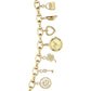 Anne Klein Women's Premium Crystal Accented Gold-Tone Charm Bracelet Watch, 10/7604CHRM
