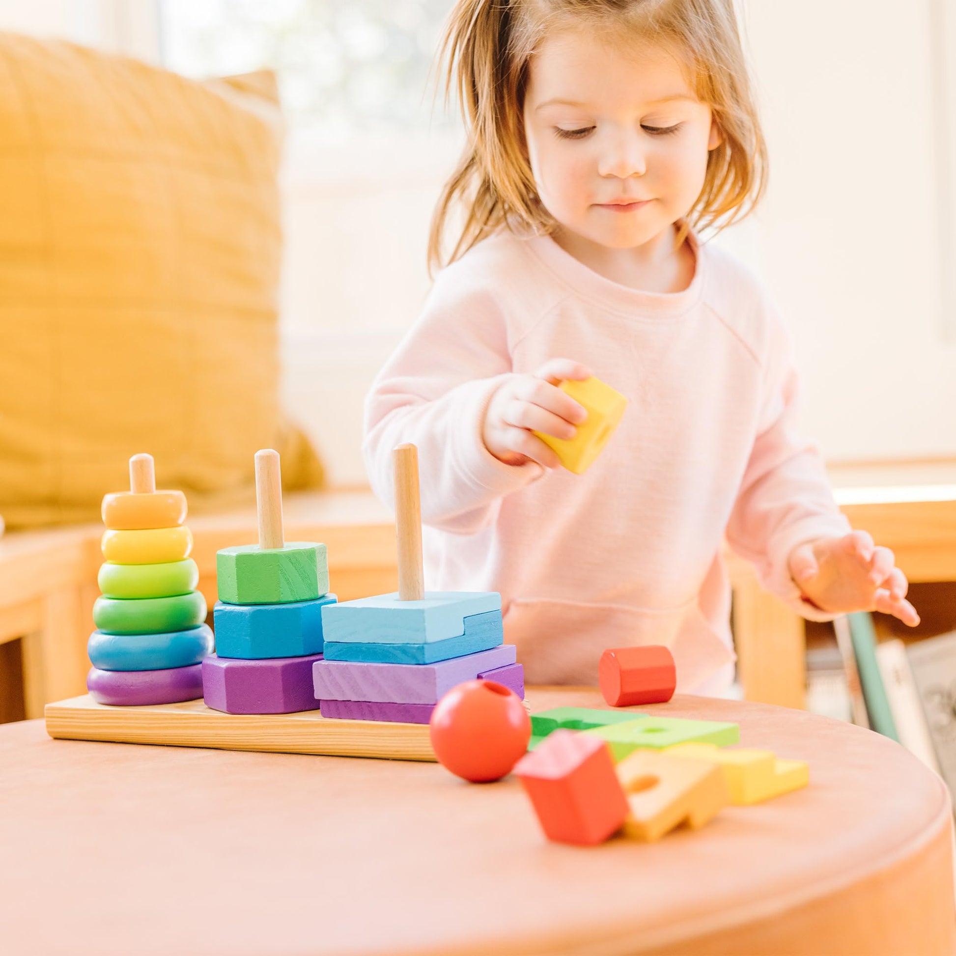 Buy now Melissa & Doug Geometric Stacker - Wooden Educational Toy,25 count(pack of 1) at indiglob india