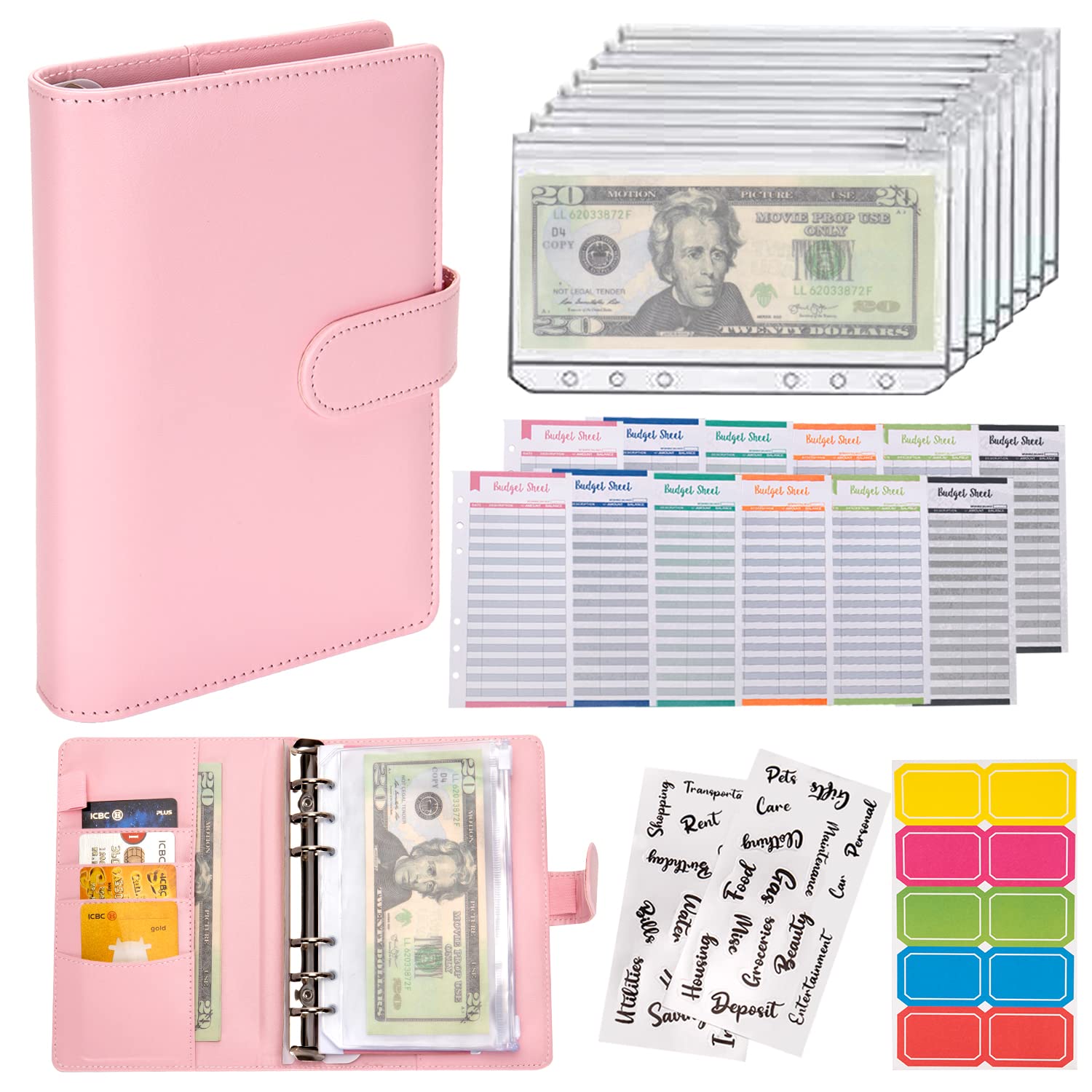 Buy now NICOOTHBudget Binder Cash Envelopes A6 Money Saving Binder with Zipper envelopes (Purple) at indiglob india