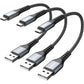 SUNGUY Micro USB Cable 1FT[3Pack], 18W Short USB to Micro USB Cable Fast Charging USB 2.0 Data Sync Nylon Braided for Samsung Galaxy S7 Edge S6, Android Phone, PS4