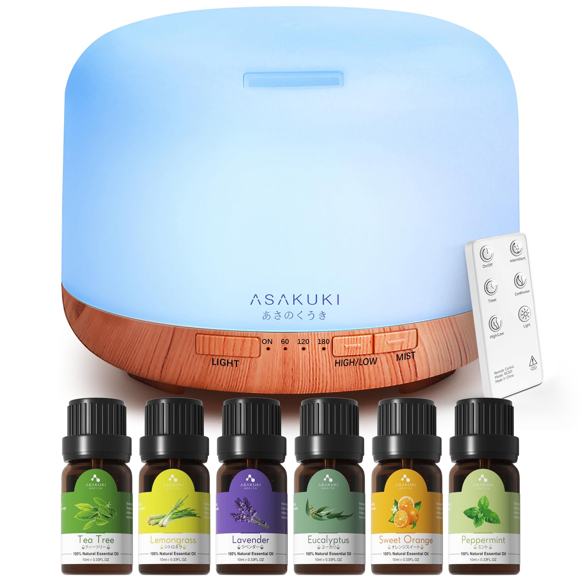 Buy now ASAKUKI Essential Oil Diffuser 500ml, Ultrasonic Aromatherapy Humidifier with Remote Control, 7 LED Colors, Timer & Auto-Off, Large Room Diffuser (Dark Brown) Multi Color at indiglob india