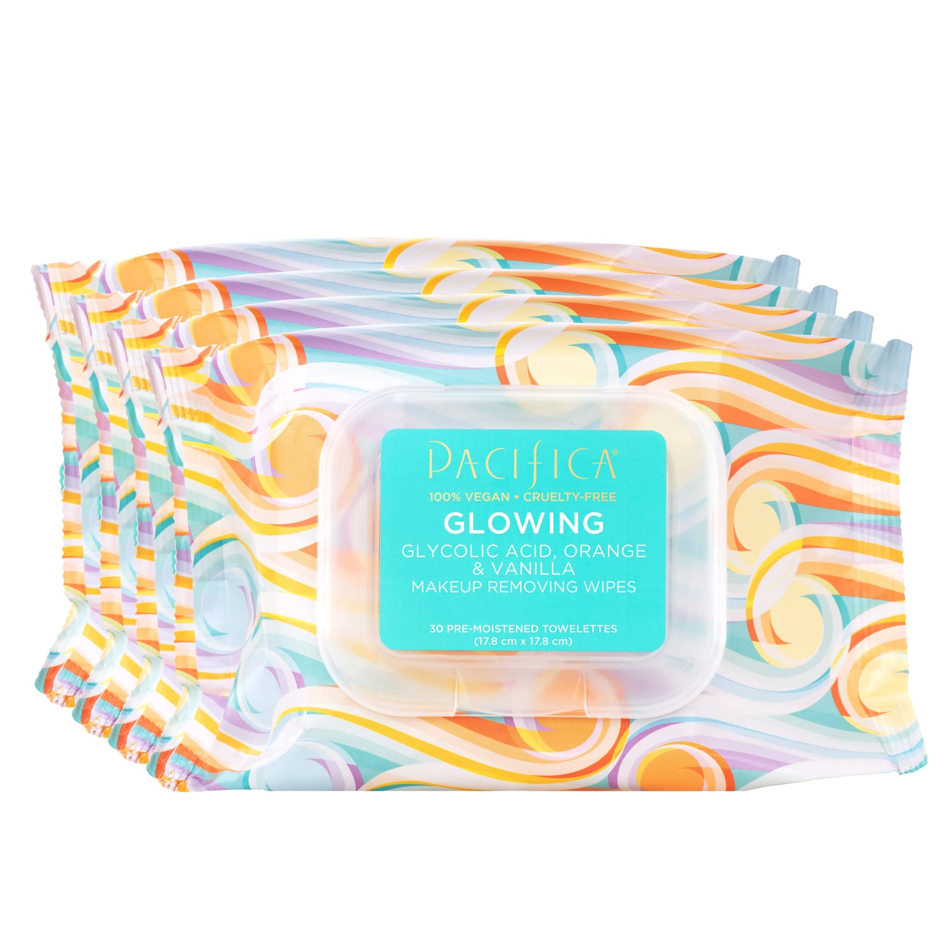 Buy now Pacifica Glowing Makeup Remover Wipes – With Glycolic Acid for AHA Exfoliating and Facial Cleansing – No Rinse Face Cleaning Towelettes – Dermatologist Tested, Vegan & Cruelty-Free – 30 Pack 120 Count (Pack of 4) at indiglob india
