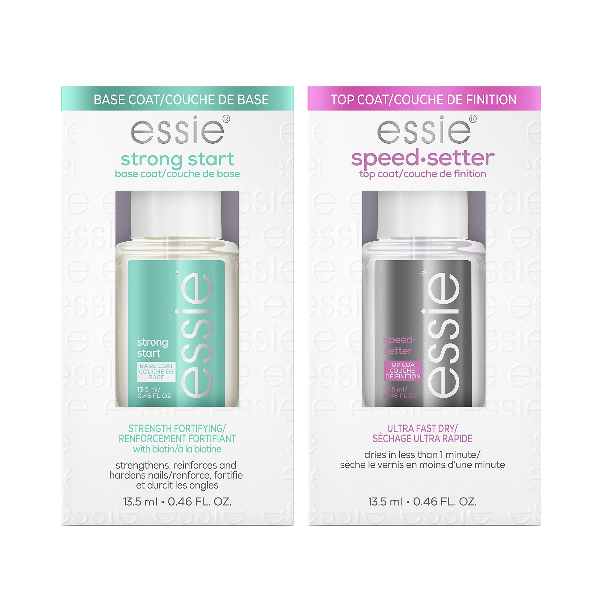 Buy now essie All-In-One Base Coat + Top Coat + Strengthener Nail Polish, 0.46 Ounces (Packaging May Vary) 0.46 Fl Oz (Pack of 2) BASE COAT & TOP COAT KIT at indiglob india