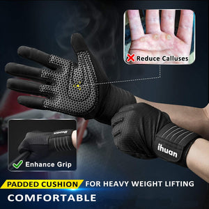 ihuan Workout Gloves for Men Full-Finger: Weight Lifting for Men, Gym Full Hand Gloves for Weightlifting, Deadlift