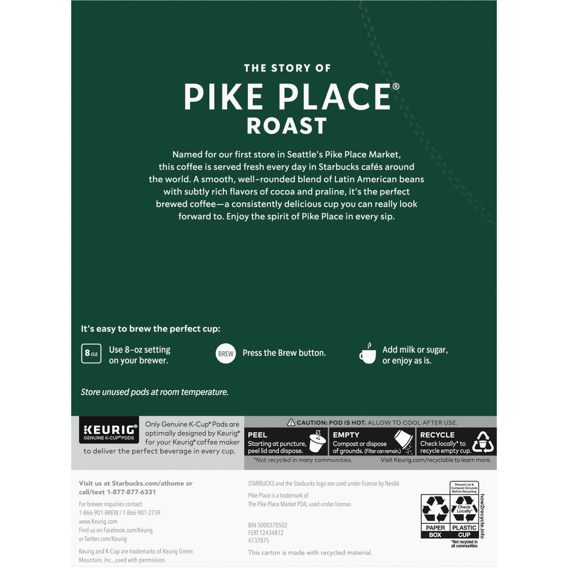 Buy now Starbucks K-Cup Coffee Pods, Medium Roast Hot or Iced Coffee, Pike Place Roast, 96 Keurig Pods at indiglob india