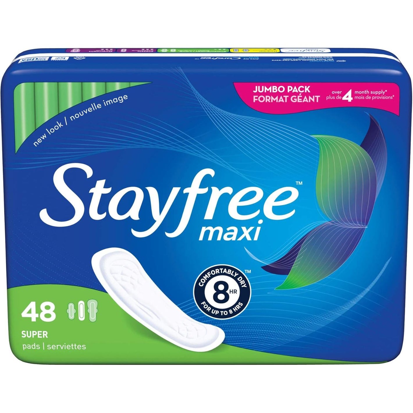 Stayfree Maxi Super Long Wingless Reliable Protection and Absorbency Pads For Women, 48 Count (Pack of 1)