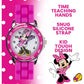 Minnie Mouse Time Teacher Watch for Girls - Analog Time Learning with Easy-to-Read Numbers and Comfortable Silicone Band