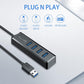 SmartQ H302S USB 3.0 Hub, 4-Port USB Expander with 2ft Long Cable, High-Speed Data Transfer, Compatible with Laptop, PC, Mac, Printer, External HDD