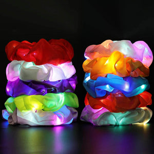 10PCS LED Hair Scrunchies with Light Modes for Girls, Premium Elastic Bands with Gift Bag - Glowing Hair Rings, Great Holiday Headwear - My Store