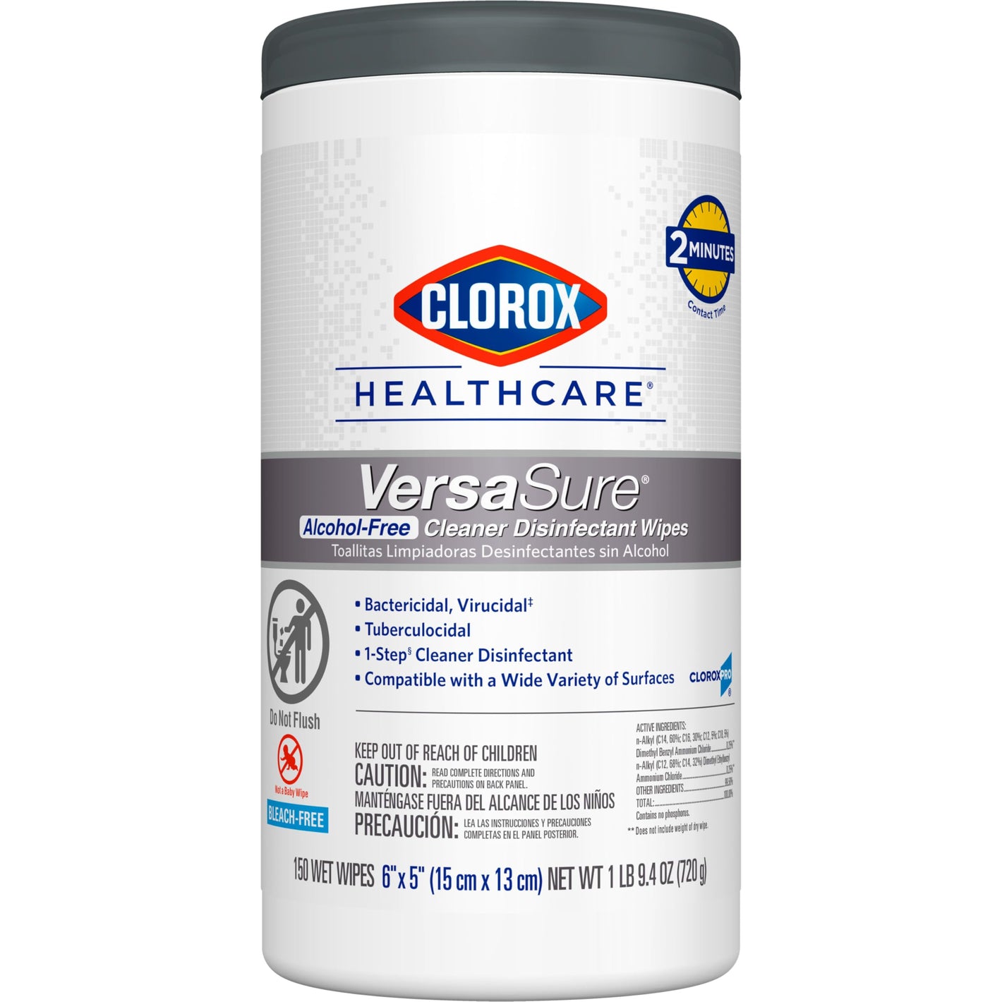 Buy now CLOROX Healthcare VersaSure Cleaner Disinfectant Wipes, 6" x 5", 150 Count Canister (Package May Vary) at indiglob india