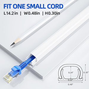 Delamu 128in Cord Hider for 1 Cord, Self-Adhesive Cord Covers for Wires on Wall, Easier Install Wire Covers for Cords on Wall, Cable Wire Hider, Cable Cover Management Raceway, W0.48 H0.3in, White