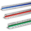 12" Architectural Scale Ruler Aluminum Architect Scale Triangular Scale Ruler for Architects, Draftsman, Students and Engineers, Black - Tricolor