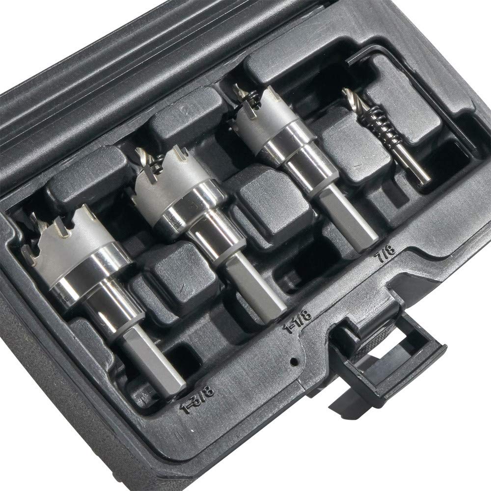 Buy now Klein Tools 31872 Heavy Duty Hole Saw Kit, Includes Carbide Hole Cutters and Pilot Bit in Rust-Proof Molded Plastic Case, 4-Piece at indiglob india