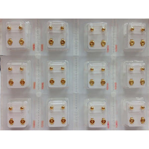 Caflon Ear Piercing Ball Earrings Studs 4mm Gold Plated Surgical Steel 12 Pair