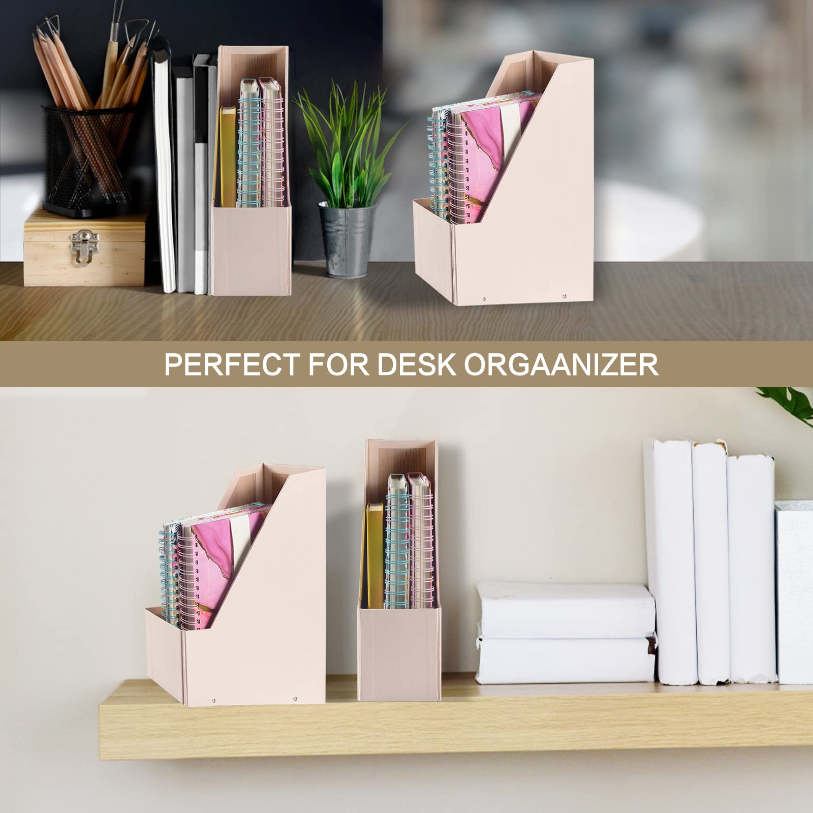 Buy now SUIN 2 Pack Magazine-Holders Magazine File-Organizer-Boxes Sturdy Cardboard Magazine File Folder-Holder for Home/Office Desk Organizer and Decor, Pack of 2, PH201 (Natural Pink) at indiglob india