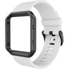 Simpeak Sport Band Compatible with Fitbit Blaze Smartwatch Sport Fitness, Silicone Wrist Band with Meatl Frame Replacement for Fitbit Blaze Men Women - White