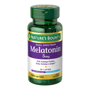 Buy now Nature’s Bounty Melatonin 5mg Dual Spectrum, 100% Drug Free Sleep Supplement, Quick Release and Extended Release, Promotes Relaxation and Sleep Health, 60 Bi-Layer Tablets at indiglob india