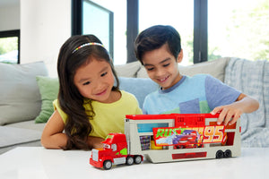 Buy now Mattel Disney and Pixar Cars Transforming Truck & Toy Car Playset, Color Changers Paint Shop Mack with Detachable Cab, Color Change Lightning McQueen & Accessories at indiglob india