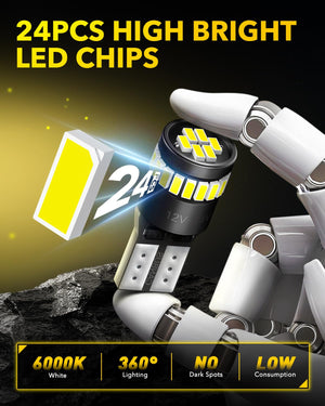 Buy now AUXITO 194 LED Light Bulb 6000K White 168 2825 W5W T10 Wedge 24-SMD 3014 Chipsets LED Replacement Light Kit Error Free for Car Interior Dome Map Door License Marker Lights, Pack of 10 at indiglob india