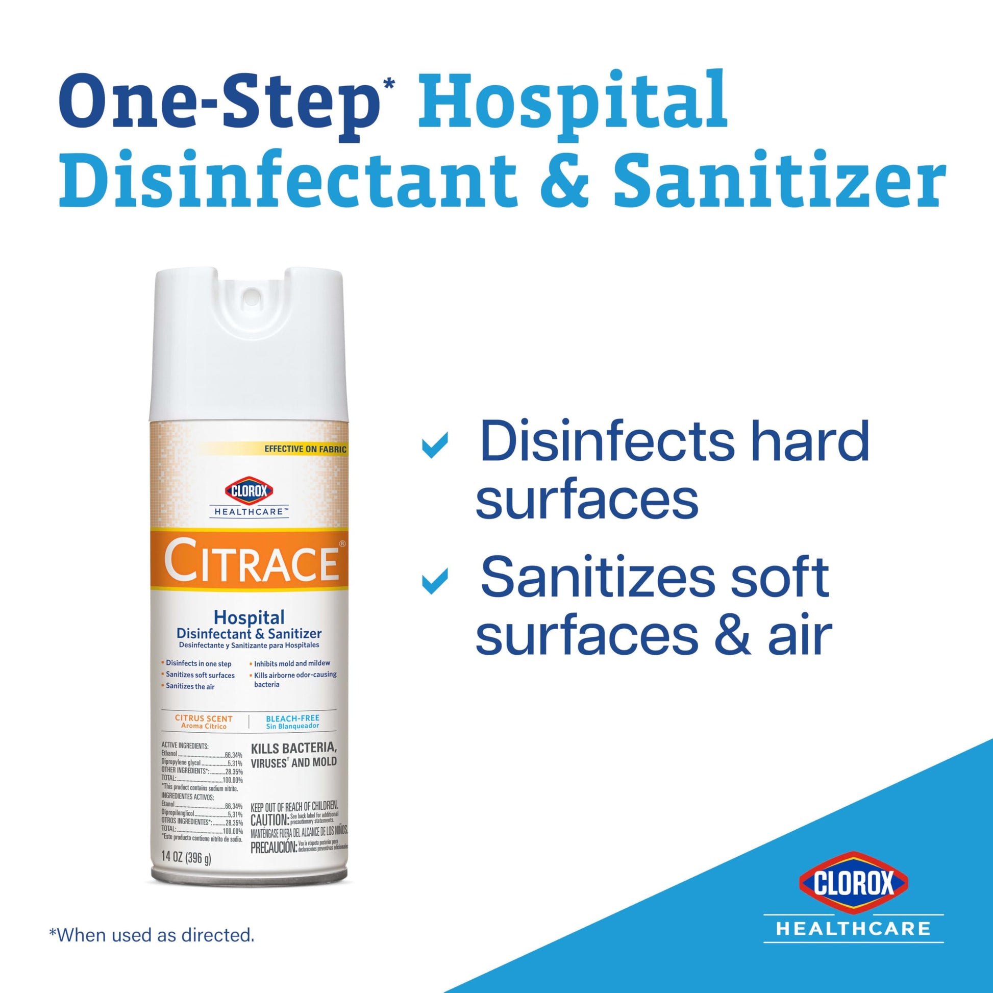 Buy now Clorox Healthcare Citrace Hospital Disinfectant and Sanitizer Aerosol Spray, Citrus, 14 Ounces (Package May Vary) at indiglob india