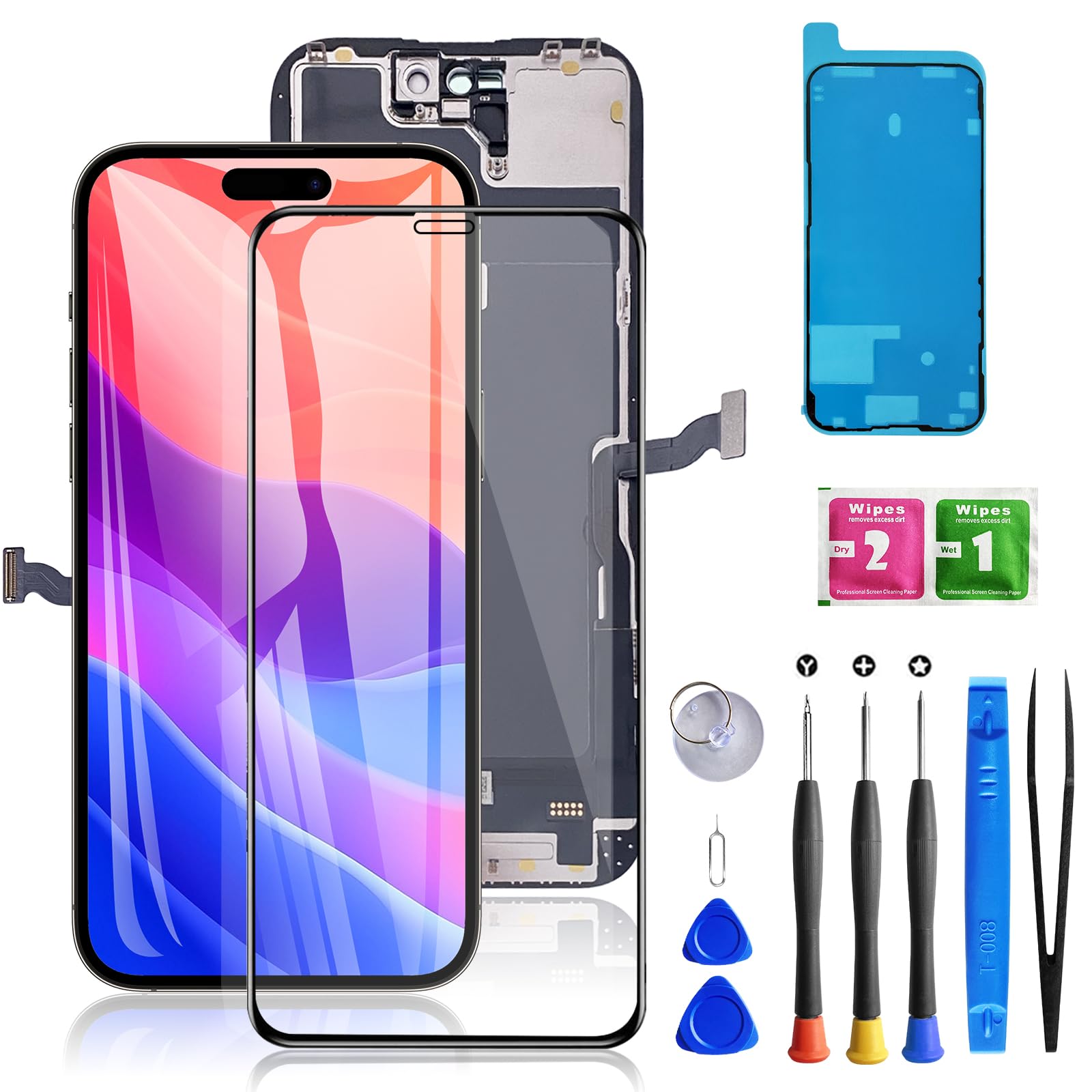 Buy now for iPhone 11 Screen Replacement 6.1 3D Touch Screen LCD Display Digitizer for A2111, A2223, A2221 Cell Phone Repair Kits+ Waterproof Frame Adhesive Sticker+Screen Tempered Protector+Face ID at indiglob india