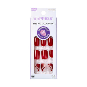 KISS imPRESS No Glue Mani Press On Nails, Design, Includes 30 Nails, Prep Pad, Instructions Sheet, 1 Manicure Stick, 1 Mini File