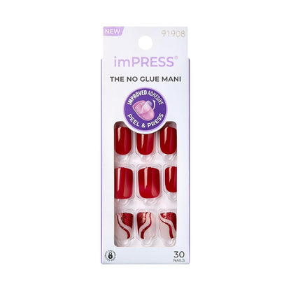 KISS imPRESS No Glue Mani Press On Nails, Design, Includes 30 Nails, Prep Pad, Instructions Sheet, 1 Manicure Stick, 1 Mini File
