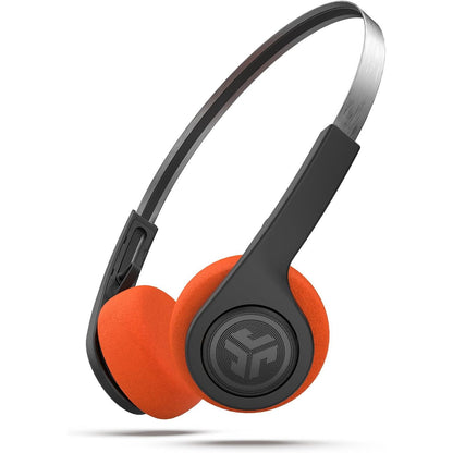 JLab Rewind Wireless Retro Headphones, Black, Bluetooth 4.2, 14 Hours Playtime, Custom EQ3 Sound, Music Controls, Noise Isolation, with Microphone, Throwback 80's/ 90's Design