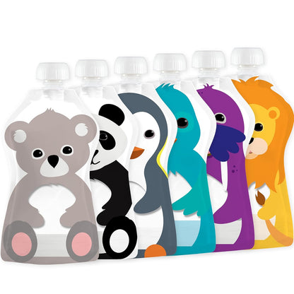 Squooshi Reusable Baby Food Pouches for Toddlers | BPA Free Plastic, Food Safe, Freezer Safe | Refillable for Applesauce Yogurt & Puree Squeeze Pouch | 6 Pack | 5 oz