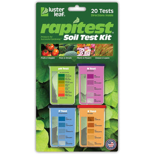 Rapitest Soil Test Kit for Gardens, Vegetables, Flowers and Lawns. USA designed and assembled soil tester completely, quickly and accurately measures/analyzes soil pH acidity and garden nutrients
