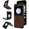 Foluu for Samsung Galaxy Z Flip 5 5G Case, Leather Case, PU Leather + Hard PC Shell Ultra Thin Slim Durable Protective Phone Case Cover for Samsung Galaxy Z Flip5 5G 2023 (Brown) - Z Flip 5 2023-Brown