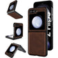 Foluu for Samsung Galaxy Z Flip 5 5G Case, Leather Case, PU Leather + Hard PC Shell Ultra Thin Slim Durable Protective Phone Case Cover for Samsung Galaxy Z Flip5 5G 2023 (Brown)