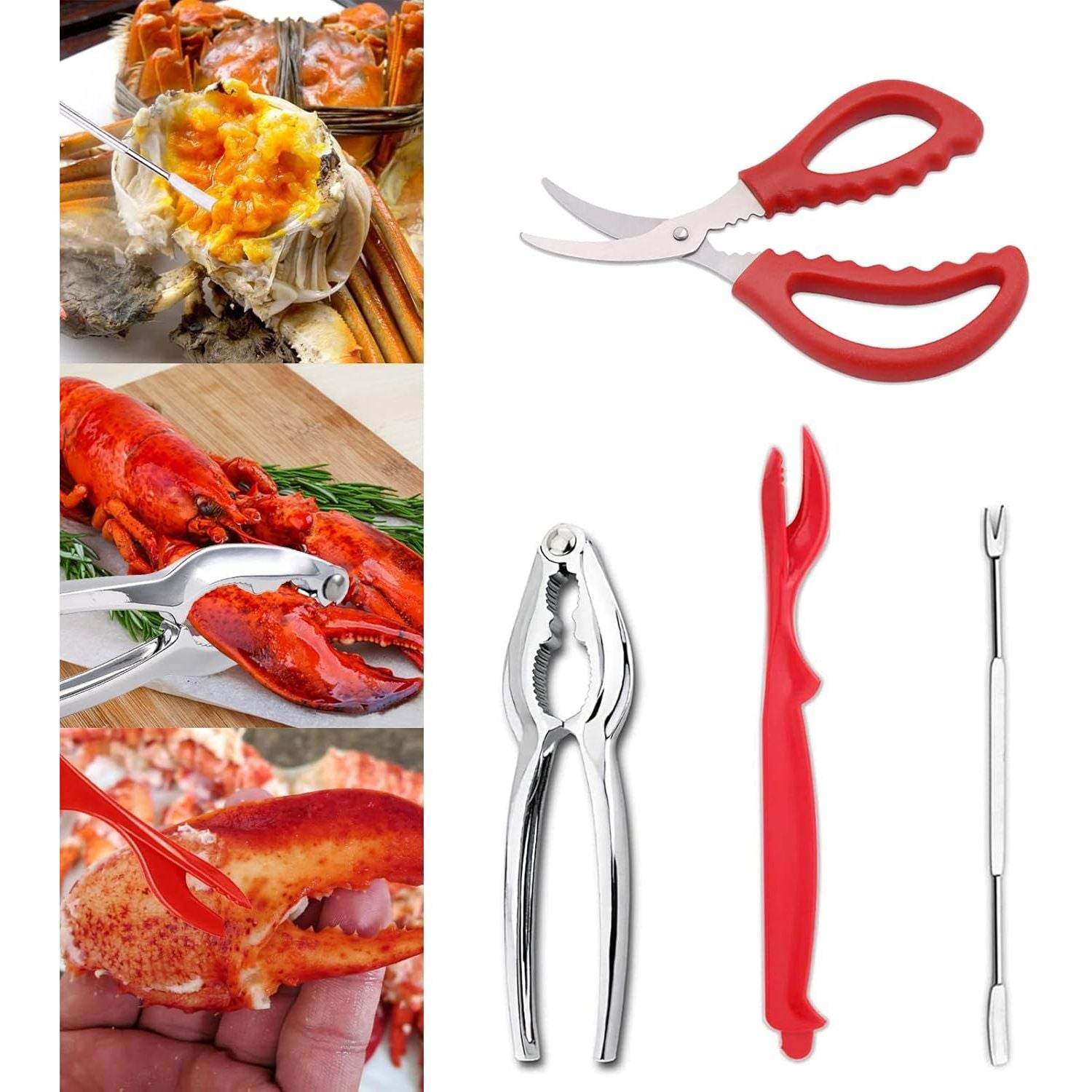 9Pcs Stainless Steel Seafood Tools Set - Crab & Lobster Crackers, Forks, Shell Openers, Nut Crackers - Durable Shellfish Tools for Crab Legs, Shrimp, and Clams - My Store