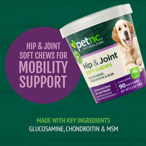 Petnc Natural Care Hip & Joint Health Supplement for Dogs (90 Chews), Glucosamine Chondroitin MSM Dog Chews with Hyaluronic Acid, Liver Flavored Bone & Joint Support Supplement, For All Breeds