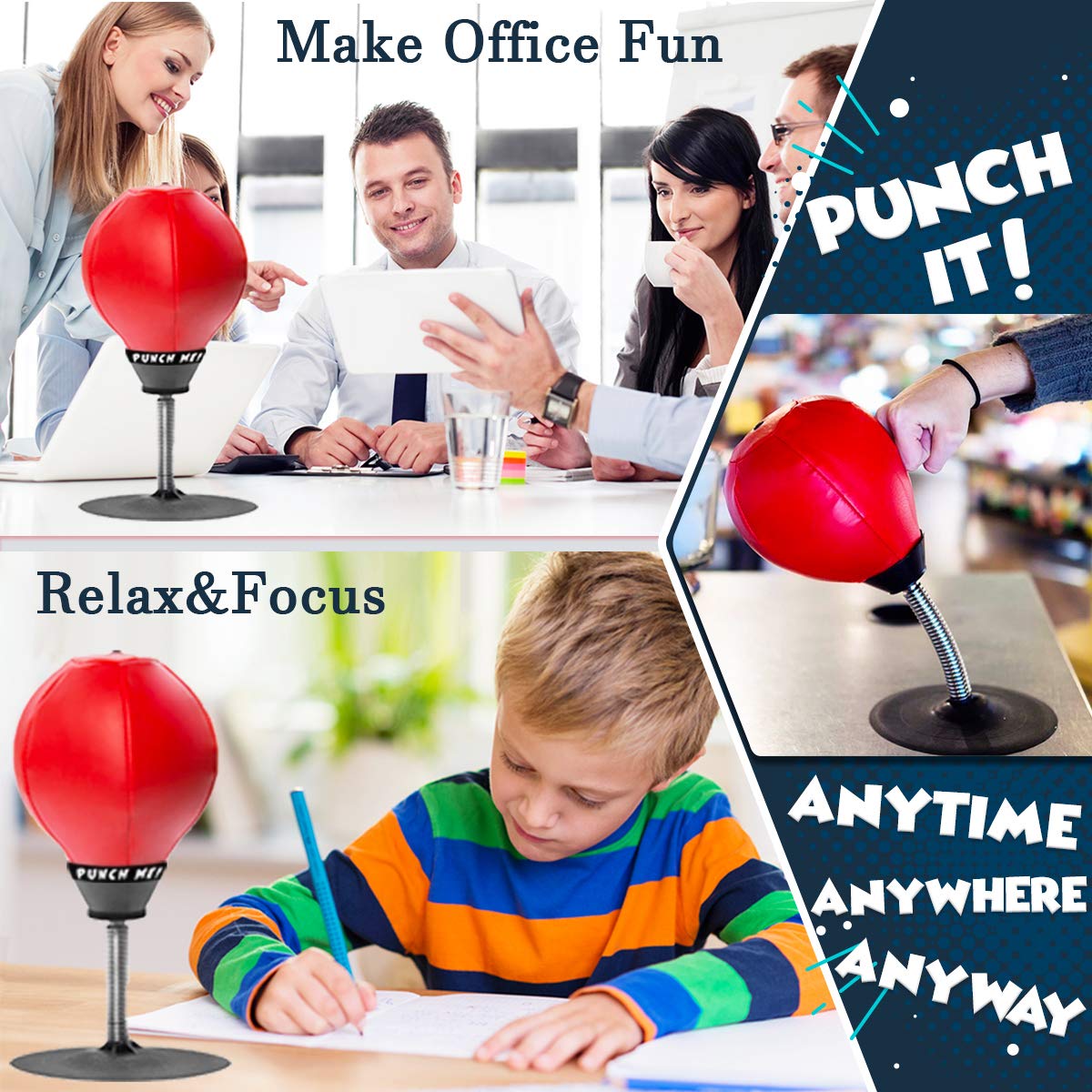 Buy now Desktop Punching Bag, Super Strong Suction Boxing Bag Speed Balls Heavy Duty Stress Relief Boxing Bag, Cool Stuff for Office, White Elephant Gift for Boss or Coworker at indiglob india