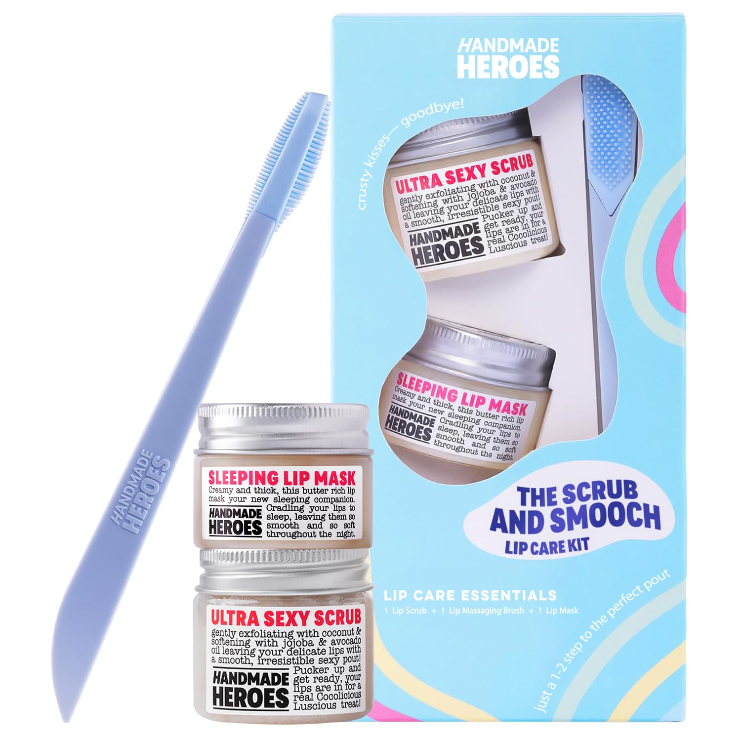 Buy now Handmade Heroes 100% Natural Lip Scrub, Vegan Conditioning Coconut Exfoliator - Gentle Exfoliant, Sugar Polish and Scrubber for Chapped Dry Lips, 1oz (Coconut Sorbet) 09 - Original 3pc Set at indiglob india