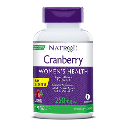 Natrol, Cranberry Fast Dissolve Tablets, Dietary Supplement, Supports Urinary Tract Health, Contains Antioxidants, 250 mg, 120 Count