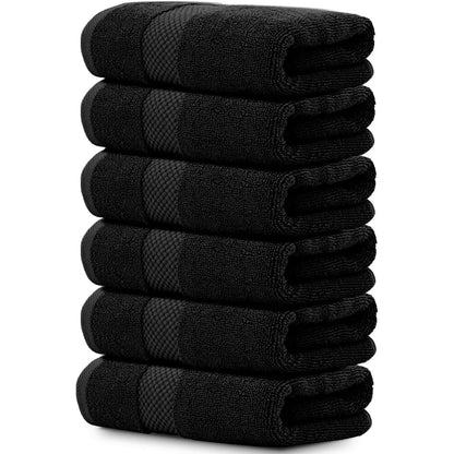 Luxury White Hand Towels - Soft 100% Turkish Cotton | Highly Absorbent Hotel spa Bathroom Towel Collection | 16x30 Inch | Set of 6