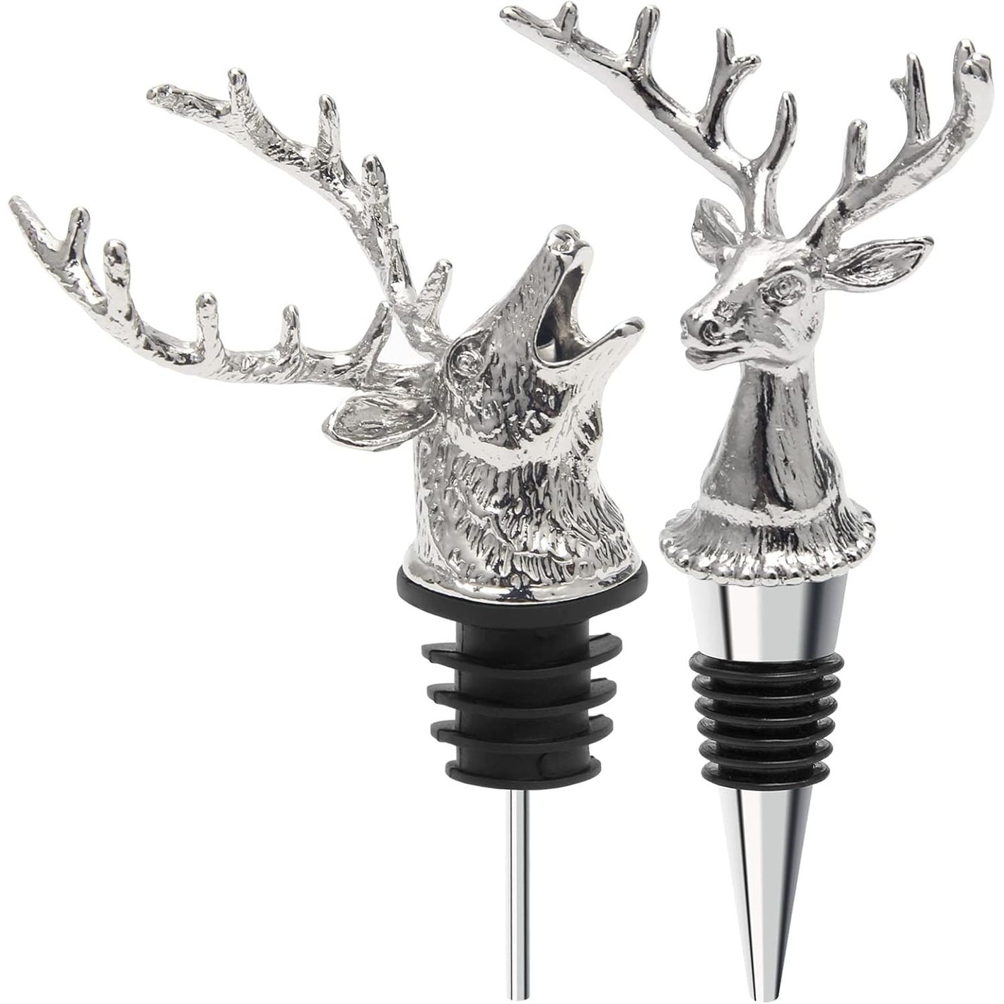 Coitak Deer Head Wine Pourer Spout, Wine Bottle Stopper for Home and bar, Animal Wine Pourer and Stopper With Silicone Rubber Fitting